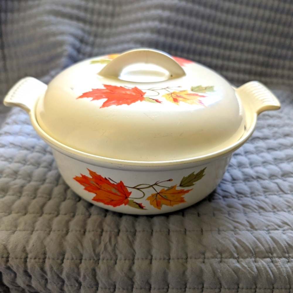 Descoware Autumn Leaf Design Cast Iron Casserole Dish Made  In Begium